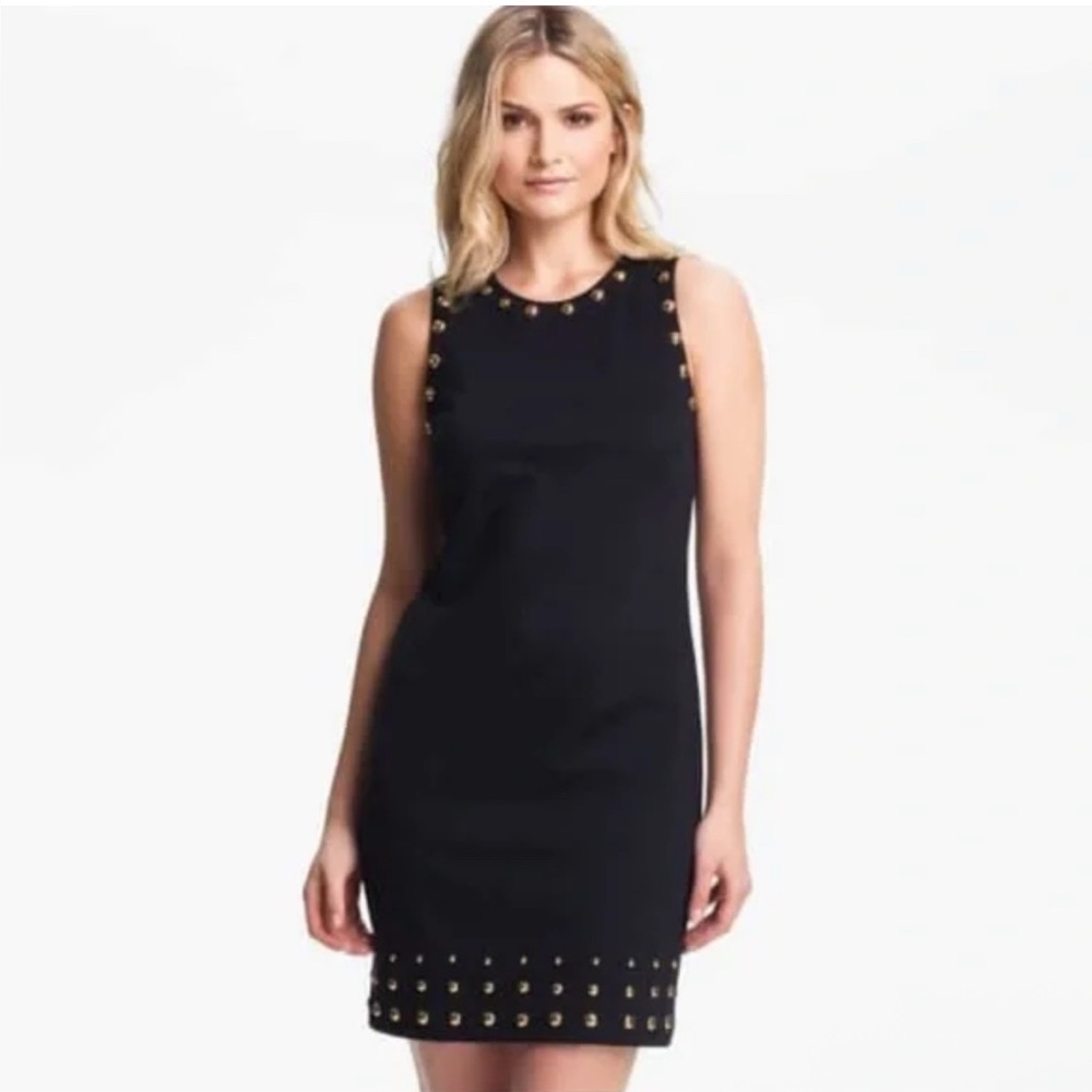 Michael Kors Black Studded Sheath Dress -Sleeveless Bodycon Mini Women's Size XS